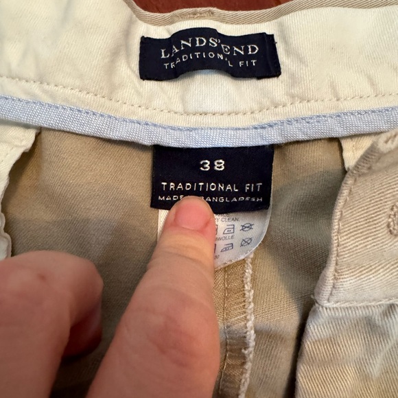 Tan Men’s Lands’ End Dress Pants Size 38 - Picture 2 of 3